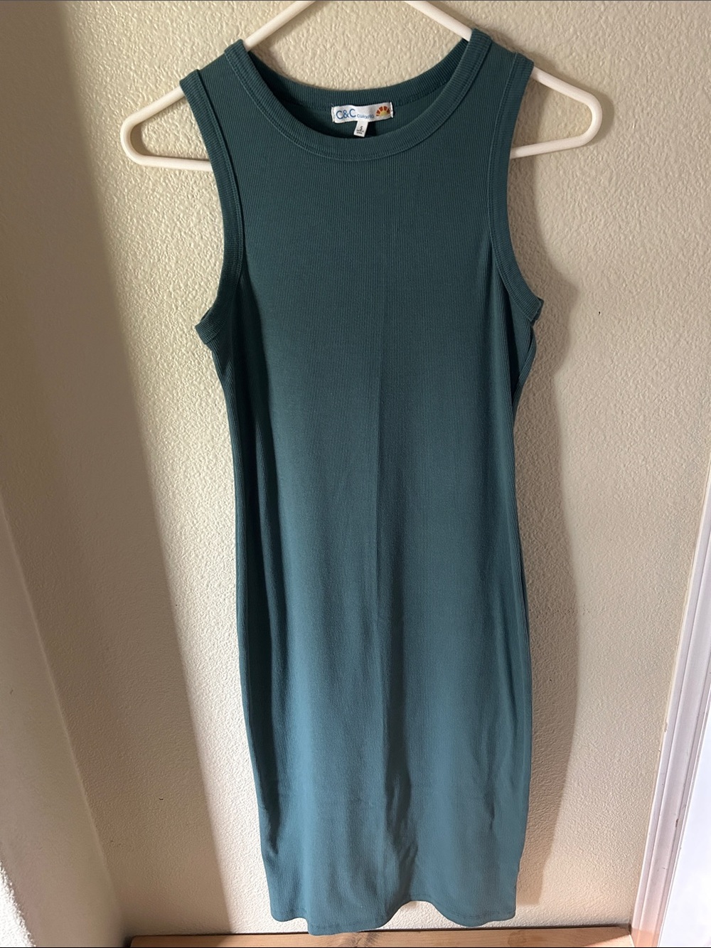 C&C California Sleeveless Ribbed Midi Dress - Teal Green